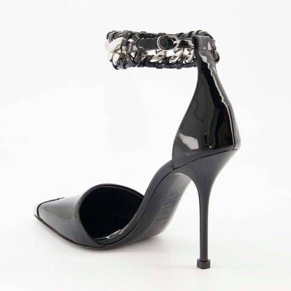 NEW Alexander McQueen 105mm Chain-Trim Patent Leather Pumps Size 39 - Picture 3 of 14